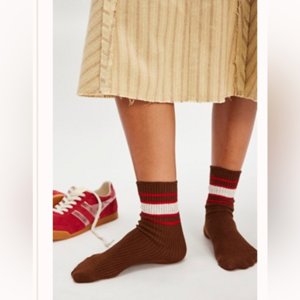 Sporty Slouch stripe Socks Brown Combo One Size